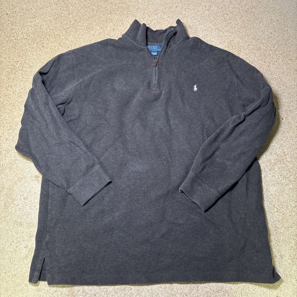Polo Ralph Lauren Quarter Zip Men 2XLT Brown Pullover Pony E2